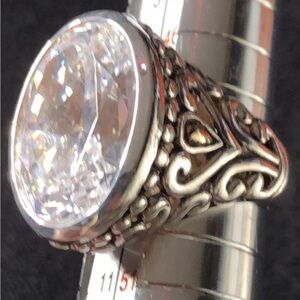 Rare Angela by John Hardy Sterling Silver & 14K Yellow Gold Large CZ Oval Ring